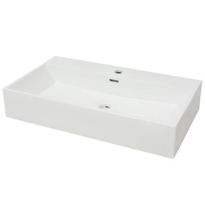 Baderomsvask med kranhull keramisk Hvit 76x42,5x14,5 cm