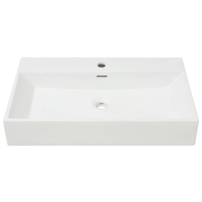 Baderomsvask med kranhull keramisk Hvit 76x42,5x14,5 cm