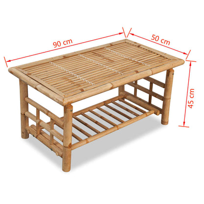 Salongbord Sofabord Tre bambus 90x50x45 cm