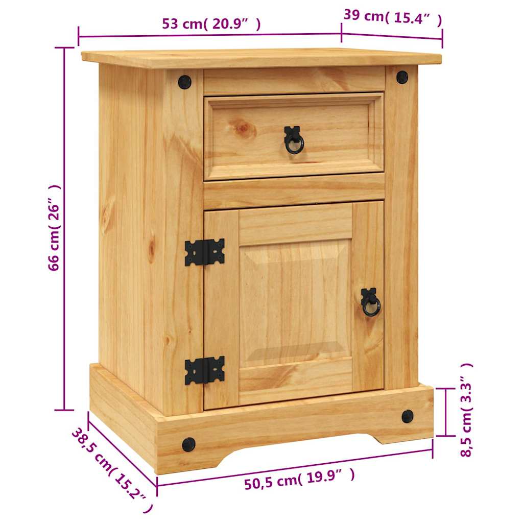 Nattbord Sengbord Tre meksikansk Corona-stil furu 53x39x66 cm
