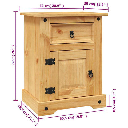 Nattbord Sengbord Tre meksikansk Corona-stil furu 53x39x66 cm