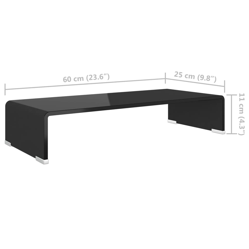 TV-Møbel Svart TV-benk glass 60x25x11 cm
