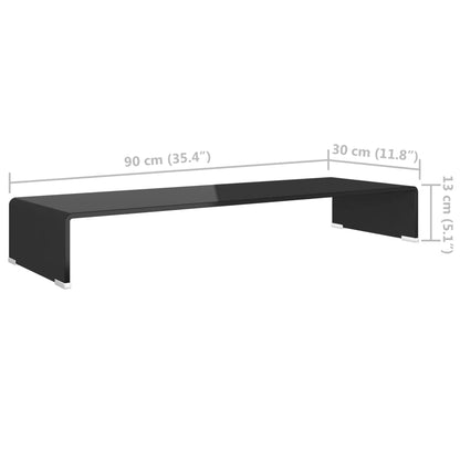 TV-Møbel Svart TV-benk glass 90x30x13 cm