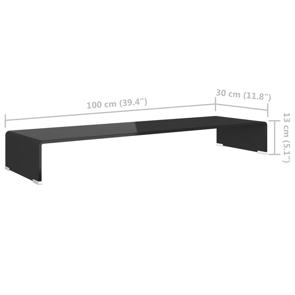 TV-Møbel Svart TV-benk glass 100x30x13 cm
