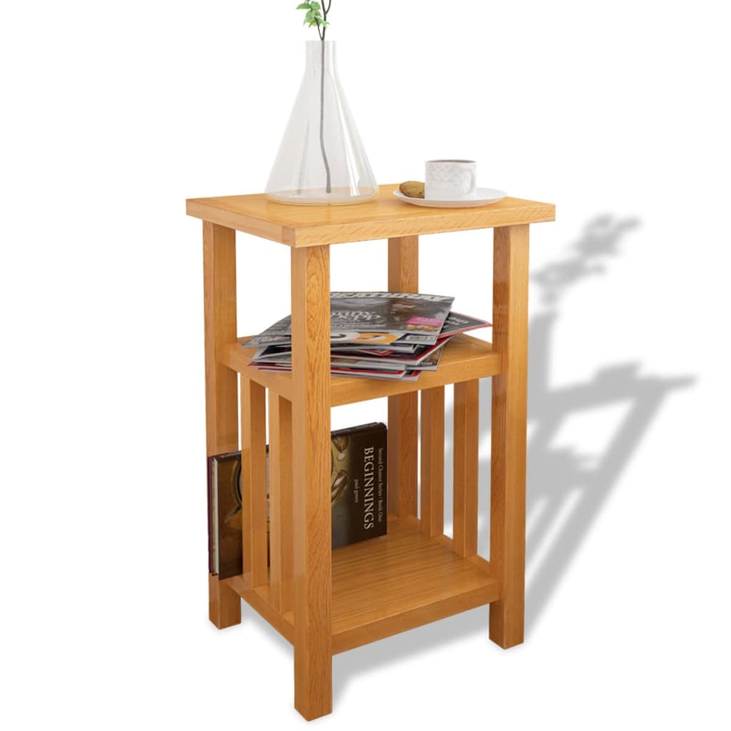 Sidebord Tre Endebord med bladhylle 27x35x55 cm heltre eik