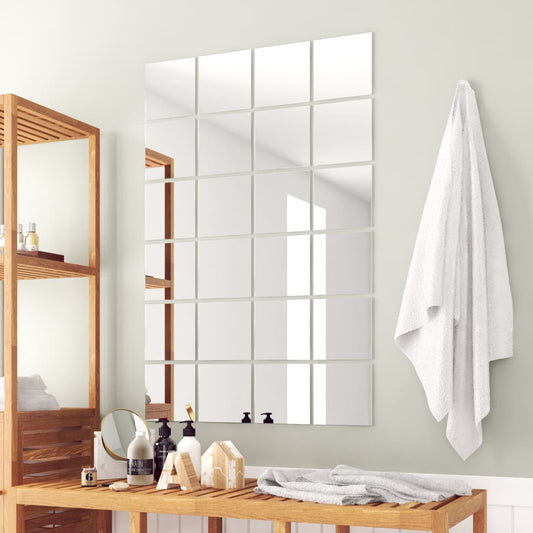 Veggspeil Speilfliser 24 stk kvadrat glass