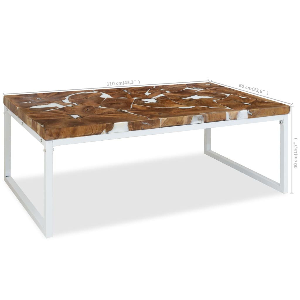 Salongbord Sofabord Tre Teak Harpiks 110x60x40 cm