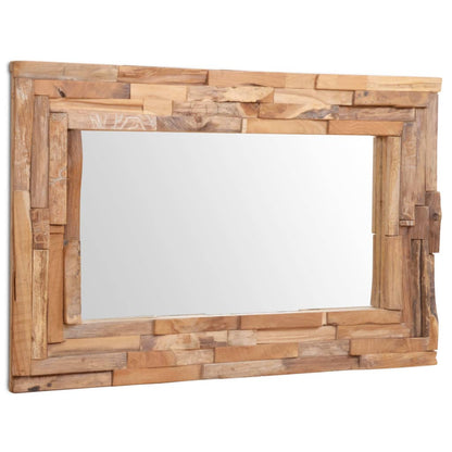 Veggspeil Tre teak 90x60 cm rektangulært