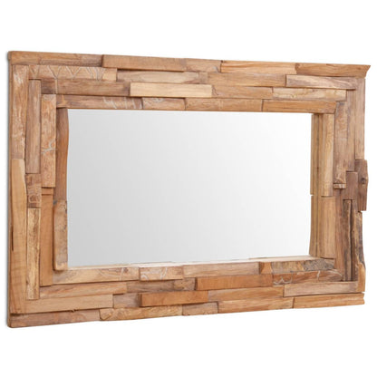 Veggspeil Tre teak 90x60 cm rektangulært