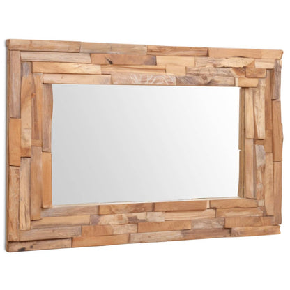 Veggspeil Tre teak 90x60 cm rektangulært