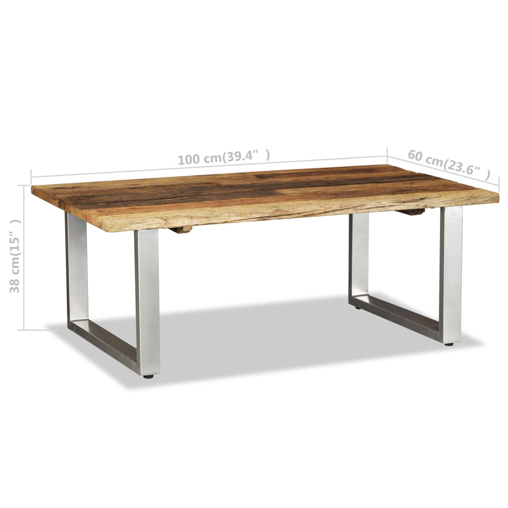 Salongbord Sofabord Tre Gjenvunnet Heltre 100x60x38 cm