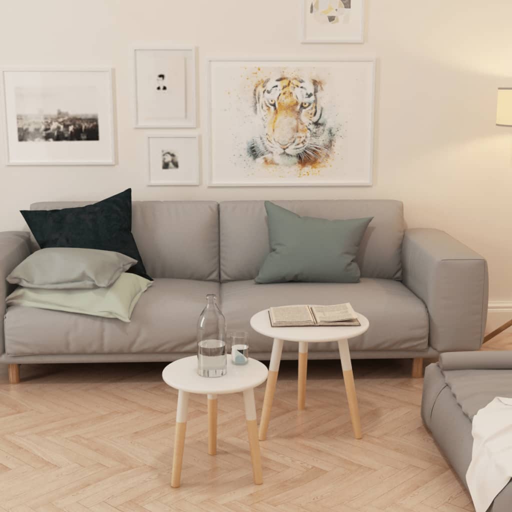 Sidebord Hvit sett 2 deler heltre furu