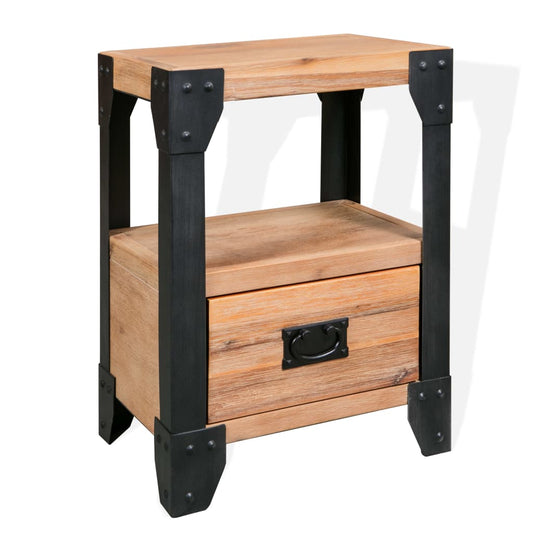 Nattbord Sengbord Tre Heltre Akasietre stål 40x30x54 cm
