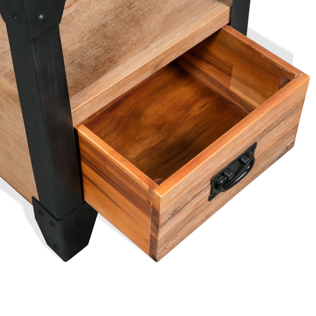 Nattbord Sengbord Tre Heltre Akasietre stål 40x30x54 cm