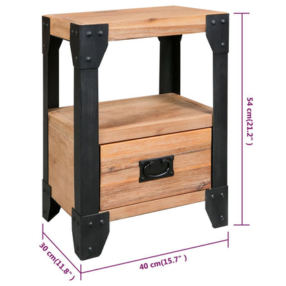 Nattbord Sengbord Tre Heltre Akasietre stål 40x30x54 cm