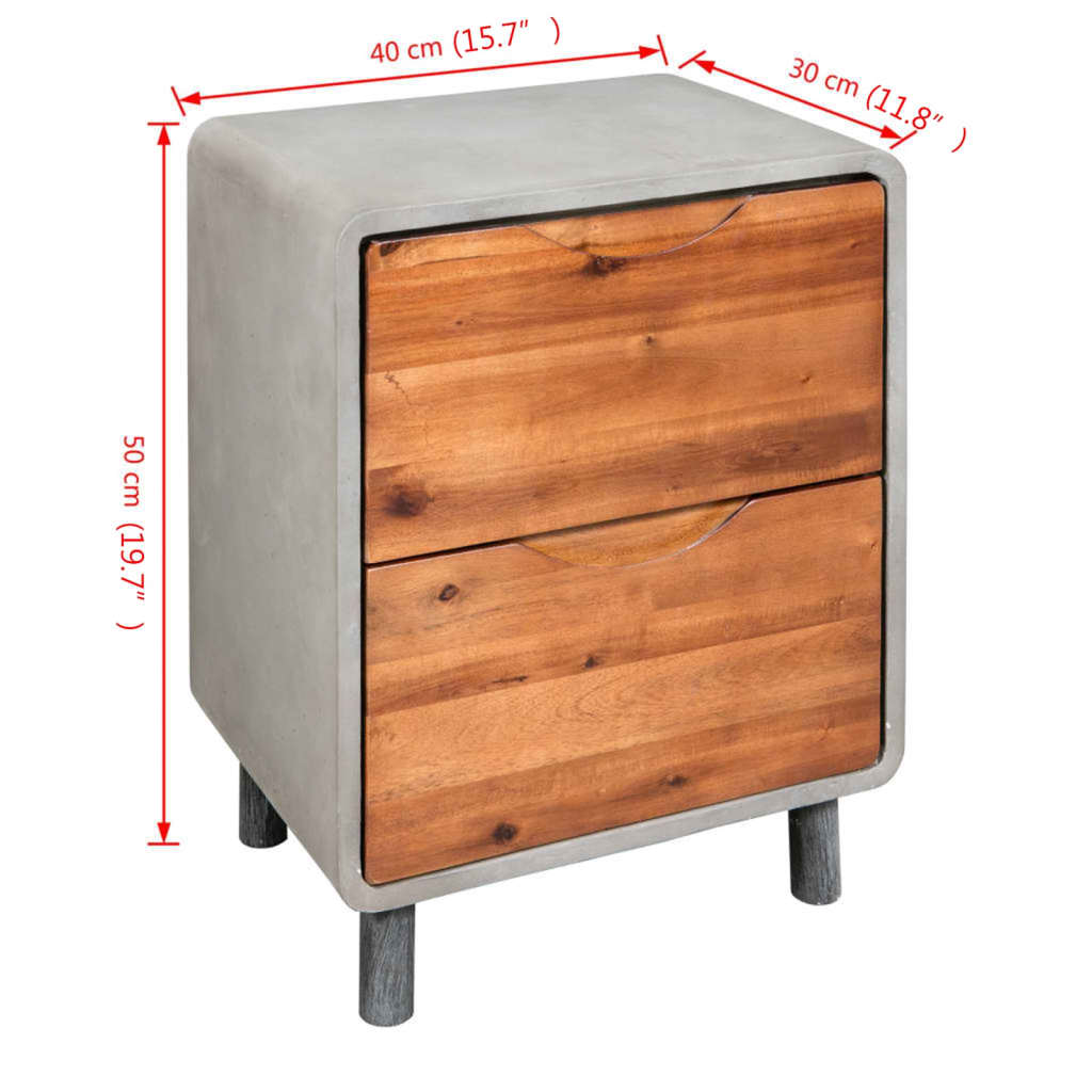 Nattbord Sengbord Tre heltre akasie 40x30x50 cm
