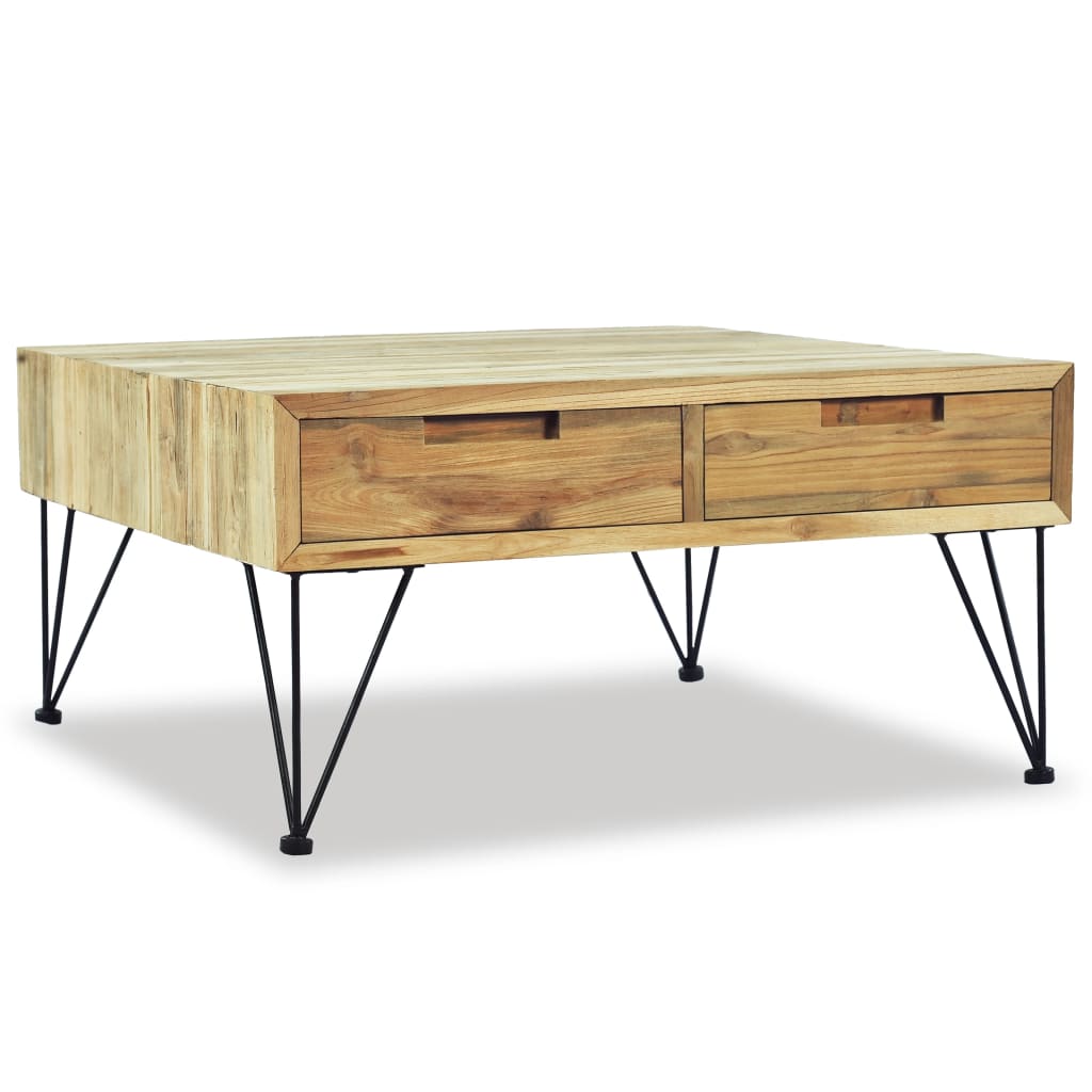 Salongbord Sofabord Tre Massiv Teak 80x80x40 cm