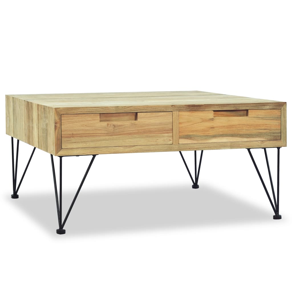 Salongbord Sofabord Tre Massiv Teak 80x80x40 cm