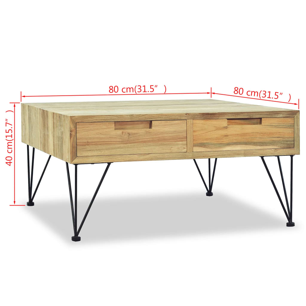 Salongbord Sofabord Tre Massiv Teak 80x80x40 cm