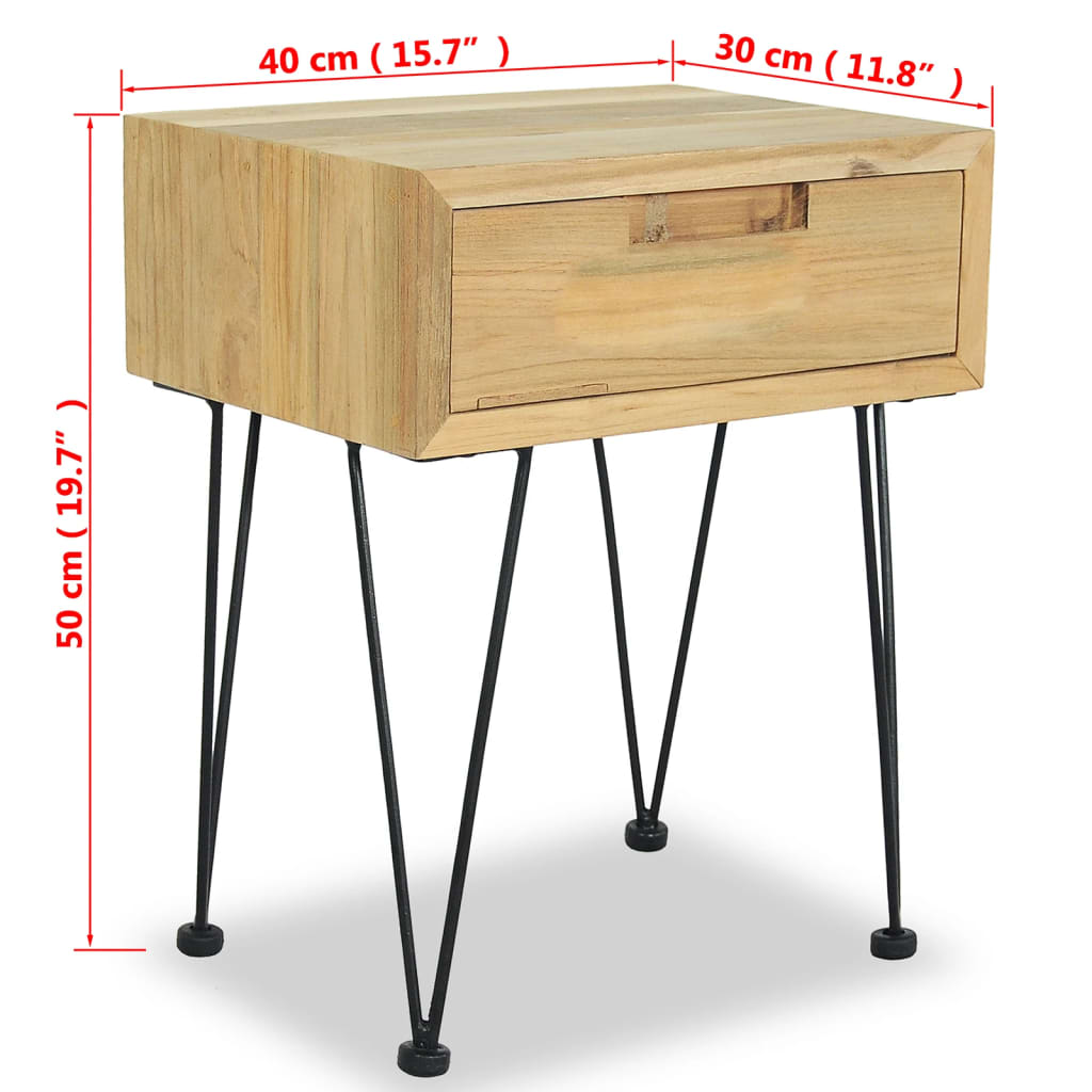Nattbord Sengbord Tre massiv teak 40x30x50 cm
