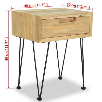 Nattbord Sengbord Tre massiv teak 40x30x50 cm