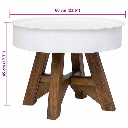 Salongbord Sofabord Hvit Tre Gjenvunnet Heltre 60x45 cm Hvit