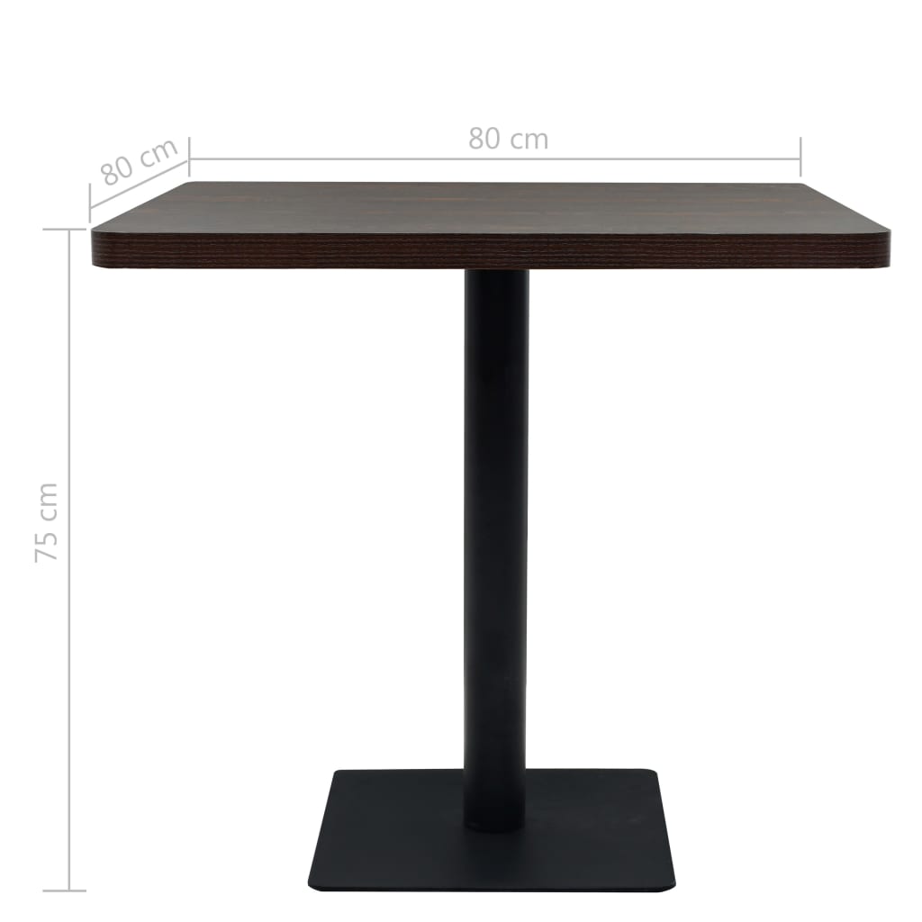 Bistrobord MDF og stål firkantet 80x80x75 cm mørk aske