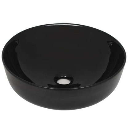 Baderomservant keramisk rund Svart 41,5x13,5 cm