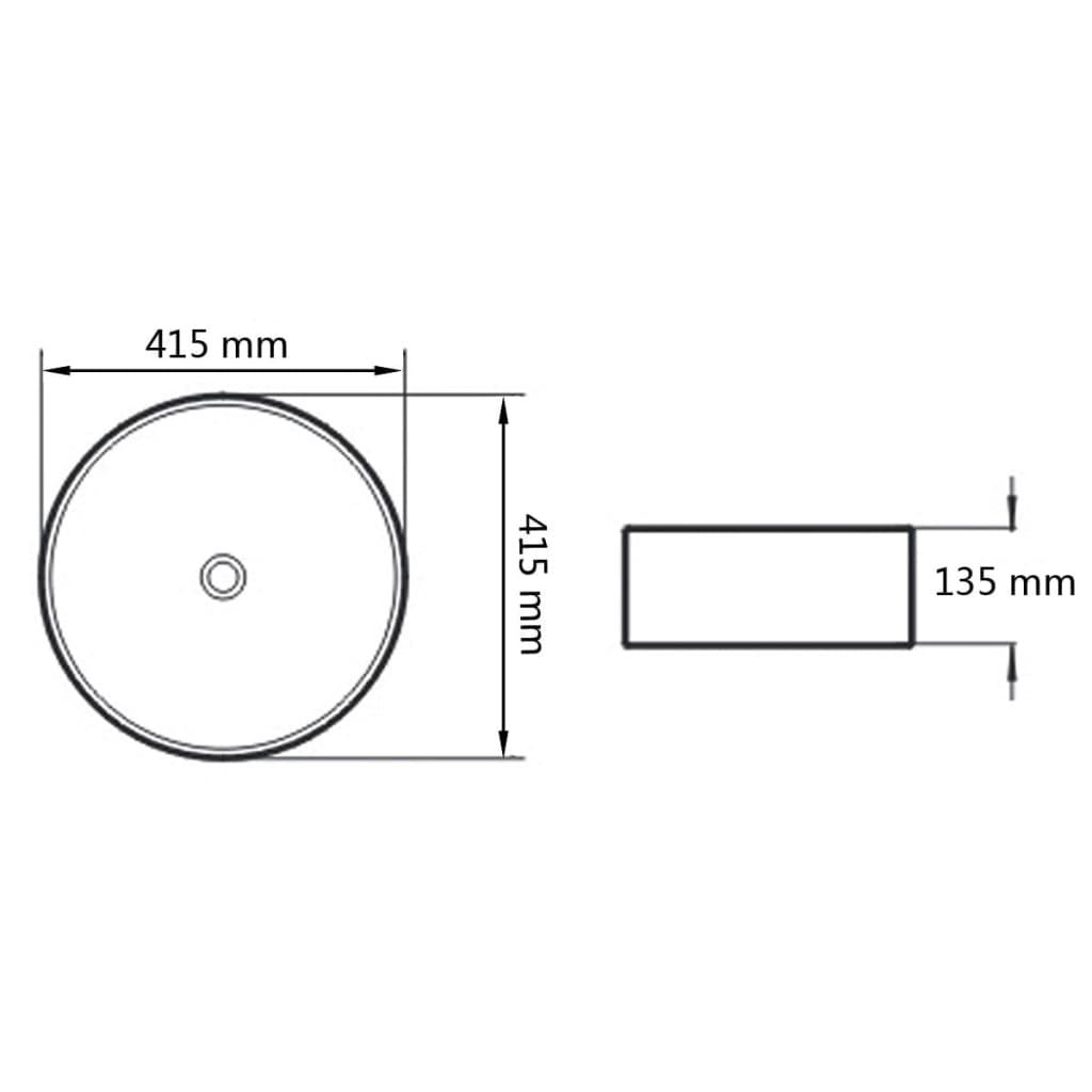 Baderomservant keramisk rund Svart 41,5x13,5 cm