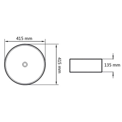 Baderomservant keramisk rund Svart 41,5x13,5 cm