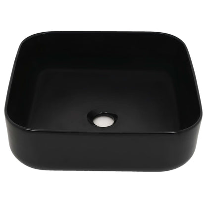 Baderomsvask keramisk kvadratisk Svart 38x38x13,5 cm