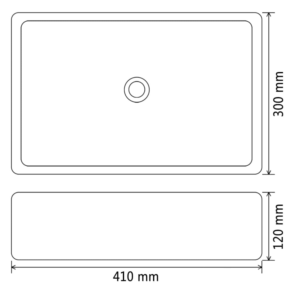 Baderomsvask keramisk rektangulær Svart 41x30x12 cm