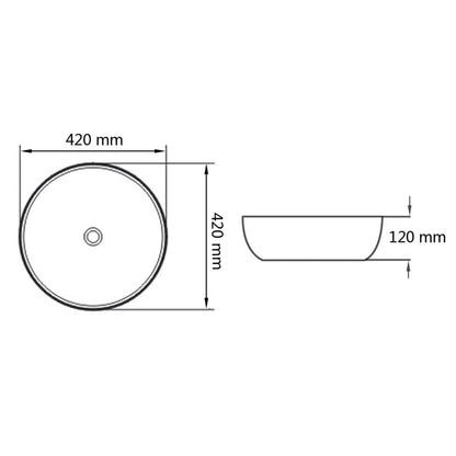 Baderomservant keramisk rund Svart 42x12 cm