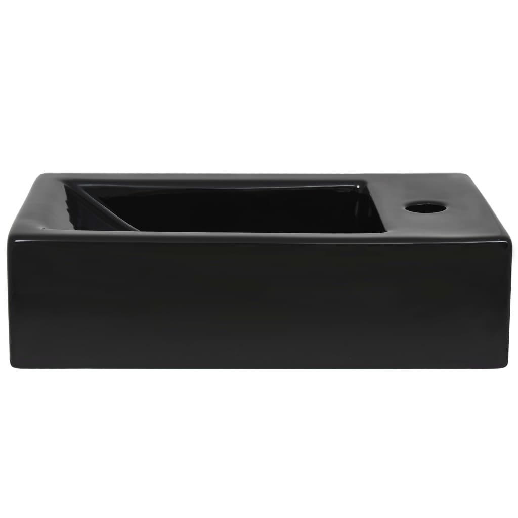 Baderomsvask med kranhull rektangulær keramisk Svart 46x25,5x12 cm
