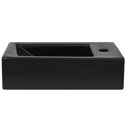 Baderomsvask med kranhull rektangulær keramisk Svart 46x25,5x12 cm