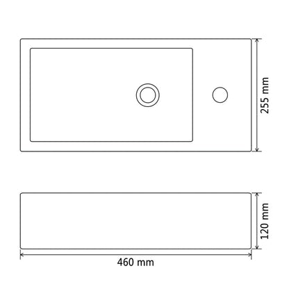 Baderomsvask med kranhull rektangulær keramisk Svart 46x25,5x12 cm