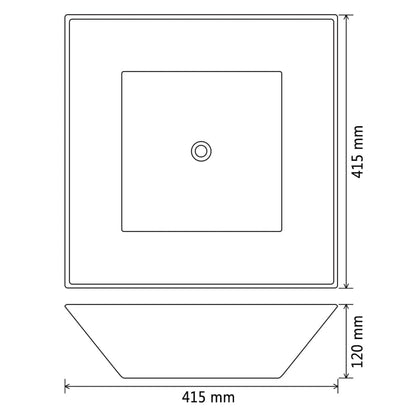 Baderomservant keramisk kvadratisk Svart 41,5x41,5x12 cm