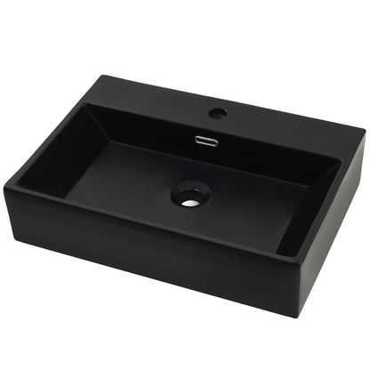 Baderomsvask med kranhull keramisk Svart 60,5x42,5x14,5 cm