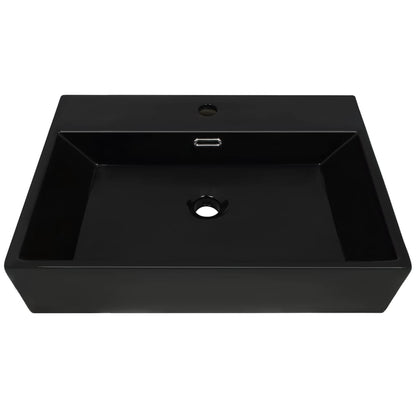 Baderomsvask med kranhull keramisk Svart 60,5x42,5x14,5 cm