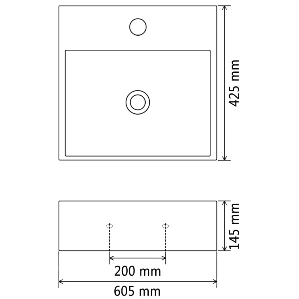 Baderomsvask med kranhull keramisk Svart 60,5x42,5x14,5 cm
