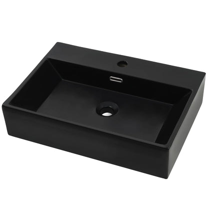 Baderomsvask med kranhull keramisk Svart 76x42,5x14,5 cm