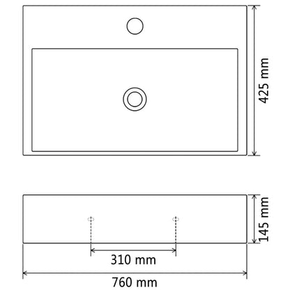 Baderomsvask med kranhull keramisk Svart 76x42,5x14,5 cm