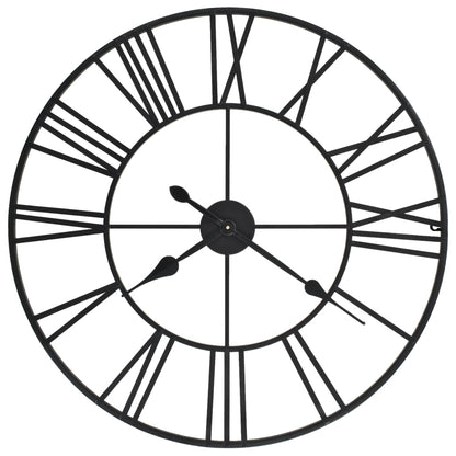 Veggklokke vintage med kvarts-urverk 80 cm metallfarget