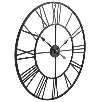 Veggklokke vintage med kvarts-urverk 80 cm metallfarget