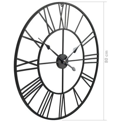 Veggklokke vintage med kvarts-urverk 80 cm metallfarget