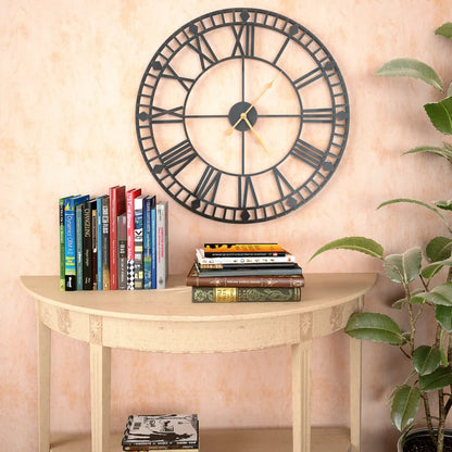 Veggklokke vintage med kvartsurverk 60 cm metall