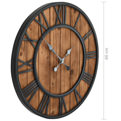 Veggklokke vintage med kvartsurverk 60 cm Tre