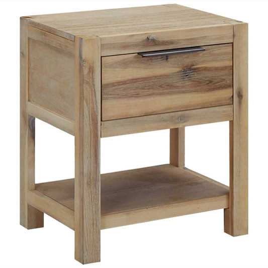 Nattbord Sengbord Tre Heltre Akasietre med skuff 40x30x48 cm