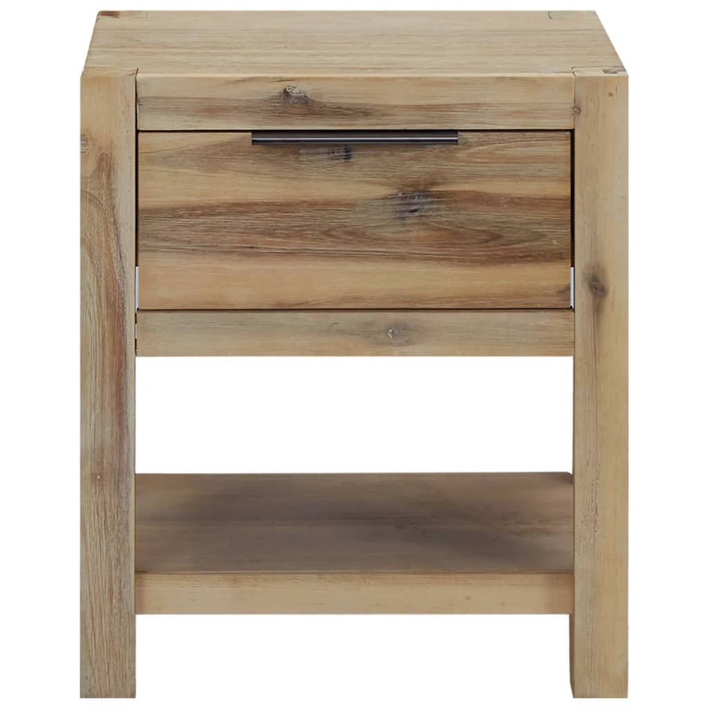 Nattbord Sengbord Tre Heltre Akasietre med skuff 40x30x48 cm