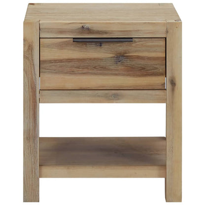 Nattbord Sengbord Tre Heltre Akasietre med skuff 40x30x48 cm